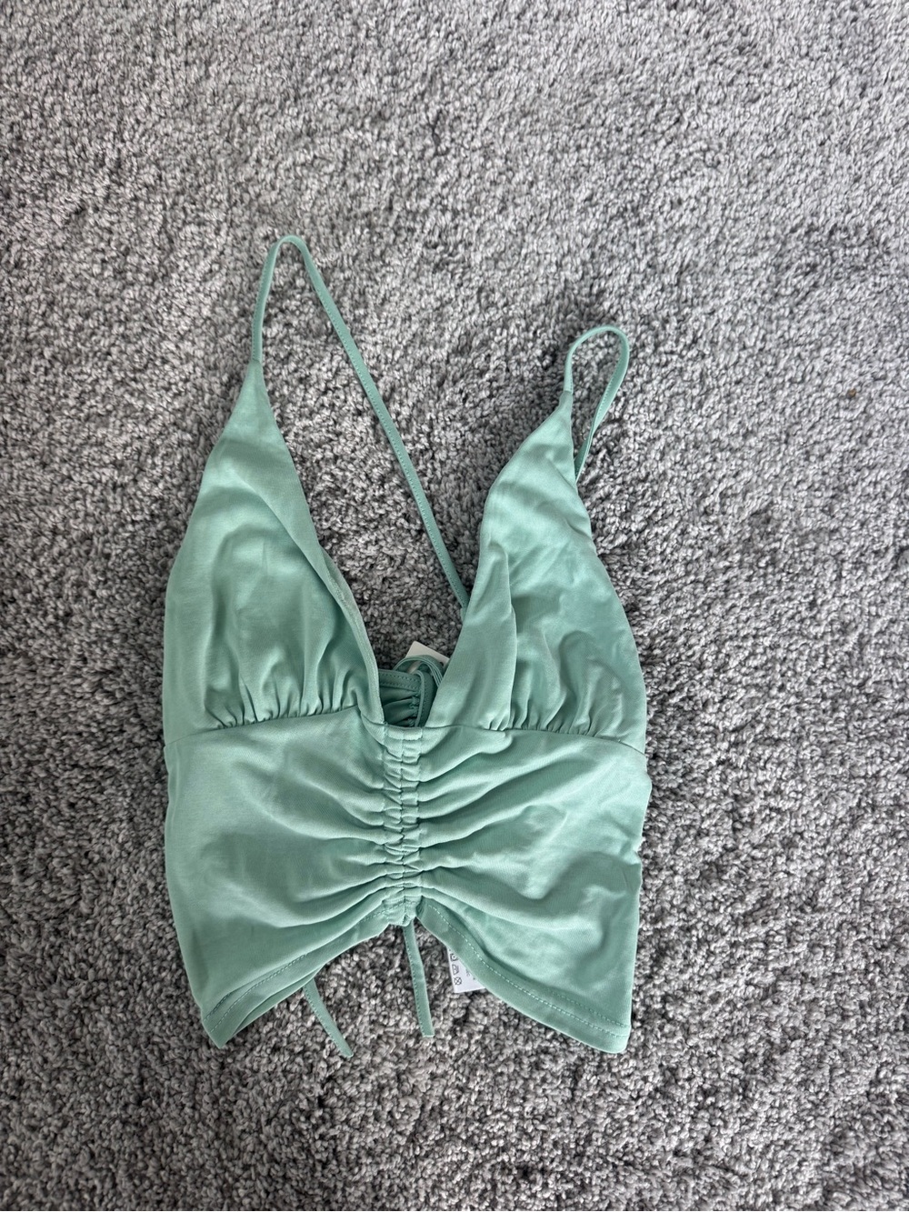 NWT urban outfitters Mint Green Ruched V-Neck Crop Top - Women